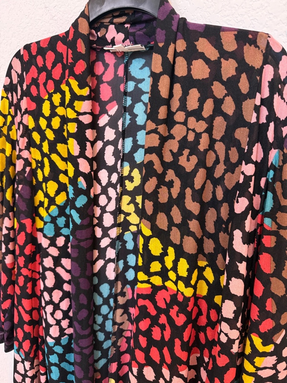 Rainbow Leopard Print Open Front Cardigan